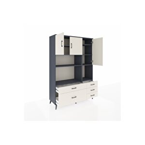 Hyperion Gardrop 8 Raflı 5 Çekmeceli 3 Kapaklı 132x44x195 Antrasit-aytaşı