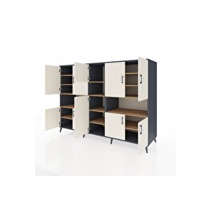 Kronos Dolap 14 Raflı 10 Kapaklı 220x59x163 Antrasit-aytaşı/çam