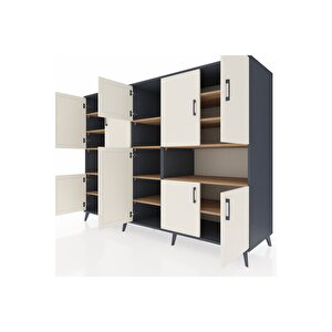 Kronos Dolap 14 Raflı 10 Kapaklı 220x59x163 Antrasit-aytaşı/çam