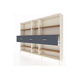 Arges Dolap 9 Raflı 3 Çekmeceli  220x30x163 Aytaşı-çam/antrasit