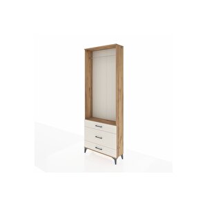Arges Dolap Tek Raflı 3 Çekmeceli Tek Askılı 88x30x243 Çam-aytaşı