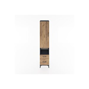 Hyperion Dolap 4 Raflı 2 Çekmeceli Tek Kapaklı 44x44x221 Antrasit-çam