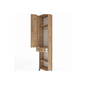 Arges Dolap 3 Raflı Tek Çekmeceli Tek Askılı 44x30x221 Çam-çam