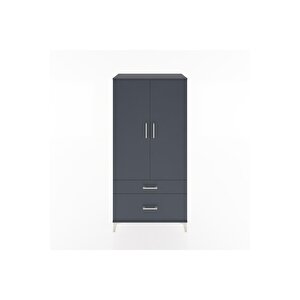 Hyperion Dolap 4 Raflı 2 Çekmeceli 2 Kapaklı 88x44x182 Antrasit-antrasit