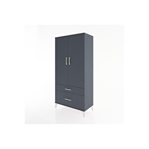 Hyperion Dolap 4 Raflı 2 Çekmeceli 2 Kapaklı 88x44x182 Antrasit-antrasit