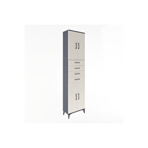 Arges Dolap 4 Raflı 4 Çekmeceli 4 Kapaklı 60x30x243 Antrasit-aytaşı
