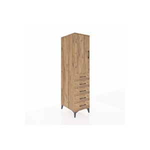 Kronos Dolap Tek Raflı 5 Çekmeceli Tek Askılı 44x59x182 Çam-çam