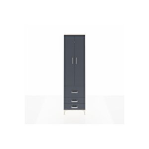 Arges Dolap 2 Raflı 3 Çekmeceli Tek Askılı 60x30x221 Aytaşı-antrasit