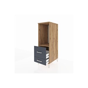 Kronos Dolap Tek Raflı 2 Çekmeceli 44x59x134 Çam-antrasit