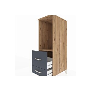 Kronos Dolap Tek Raflı 2 Çekmeceli 44x59x134 Çam-antrasit