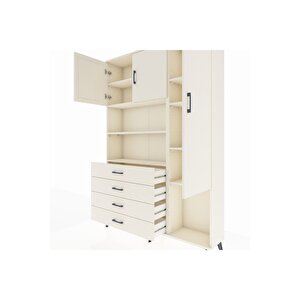 Arges Gardrop 8 Raflı 4 Çekmeceli 3 Kapaklı 132x30x195 Aytaşı-aytaşı