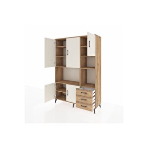 Hyperion Dolap 9 Raflı 3 Çekmeceli 5 Kapaklı 132x44x195 Çam-aytaşı/çam