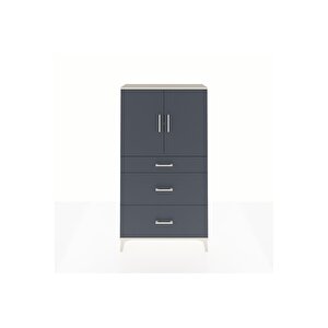 Arges Dolap 2 Raflı 3 Çekmeceli 2 Kapaklı 88x30x163 Aytaşı-antrasit