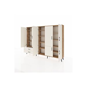 Arges Dolap 12 Raflı 2 Çekmeceli 7 Kapaklı 220x30x163 Çam-aytaşı