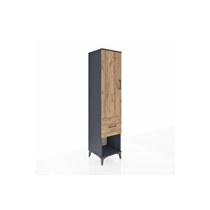 Hyperion Dolap 2 Raflı Tek Çekmeceli Tek Askılı 44x44x195 Antrasit-çam