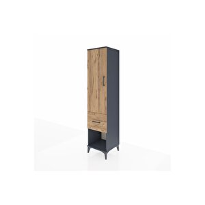 Hyperion Dolap 2 Raflı Tek Çekmeceli Tek Askılı 44x44x195 Antrasit-çam