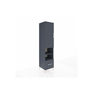 Hyperion Dolap 5 Raflı Tek Çekmeceli Tek Kapaklı 44x44x195 Antrasit-antrasit