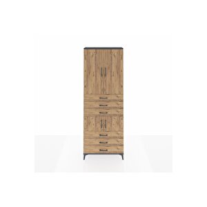 Arges Dolap 4 Raflı 6 Çekmeceli 4 Kapaklı 88x30x243 Antrasit-çam