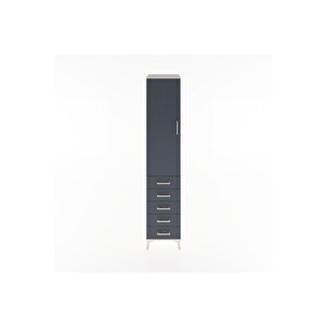 Hyperion Dolap 3 Raflı 5 Çekmeceli Tek Kapaklı 44x44x221 Aytaşı-antrasit