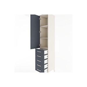 Hyperion Dolap 3 Raflı 5 Çekmeceli Tek Kapaklı 44x44x221 Aytaşı-antrasit