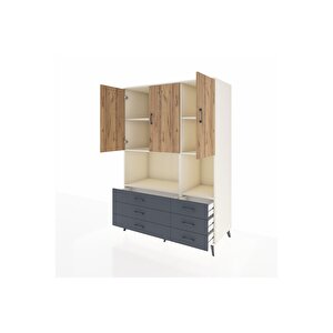 Kronos Dolap 6 Raflı 6 Çekmeceli 3 Kapaklı 132x59x195 Aytaşı-çam/antrasit