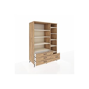 Kronos Dolap 9 Raflı 4 Çekmeceli  132x59x195 Çam-aytaşı/çam