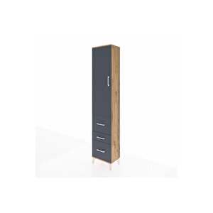 Arges Dolap 2 Raflı 3 Çekmeceli Tek Askılı 44x30x221 Çam-antrasit