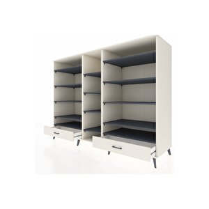 Kronos Dolap 14 Raflı 2 Çekmeceli  220x59x163 Aytaşı-antrasit/aytaşı