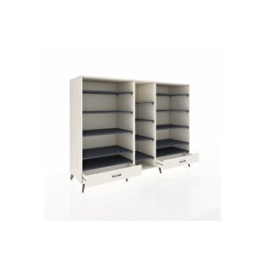 Kronos Dolap 14 Raflı 2 Çekmeceli  220x59x163 Aytaşı-antrasit/aytaşı