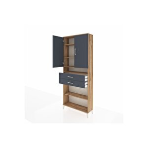Arges Dolap 5 Raflı 2 Çekmeceli 2 Kapaklı 88x30x221 Çam-antrasit
