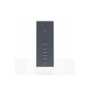 Arges Dolap 3 Raflı 5 Çekmeceli 4 Kapaklı 88x30x243 Aytaşı-antrasit