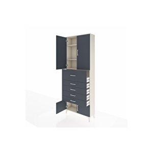 Arges Dolap 3 Raflı 5 Çekmeceli 4 Kapaklı 88x30x243 Aytaşı-antrasit