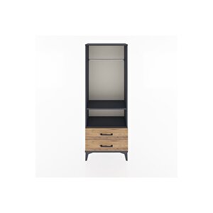 Arges Dolap 2 Raflı 2 Çekmeceli Tek Askılı 60x30x163 Antrasit-çam