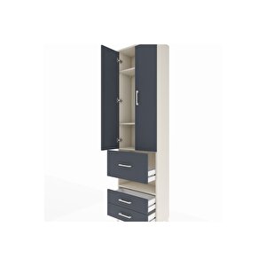 Arges Dolap 4 Raflı 3 Çekmeceli 2 Kapaklı 60x30x221 Aytaşı-antrasit