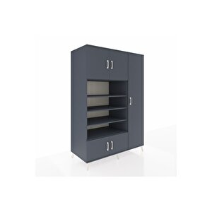 Kronos Dolap 11 Raflı 5 Kapaklı 132x59x195 Antrasit-antrasit/antrasit