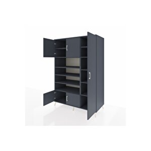 Kronos Dolap 11 Raflı 5 Kapaklı 132x59x195 Antrasit-antrasit/antrasit