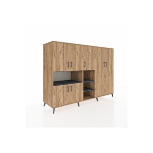 Kronos Dolap 13 Raflı 7 Kapaklı 220x59x163 Çam-çam/antrasit