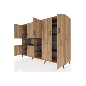 Kronos Dolap 13 Raflı 7 Kapaklı 220x59x163 Çam-çam/antrasit