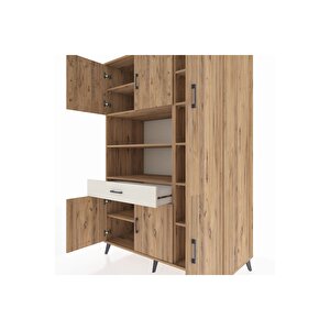 Kronos Dolap 10 Raflı Tek Çekmeceli 6 Kapaklı 132x59x195 Çam-çam/aytaşı