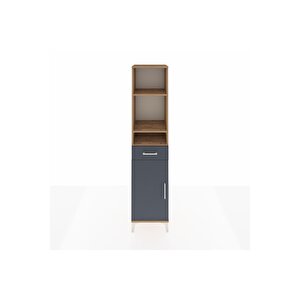 Hyperion Dolap 4 Raflı Tek Çekmeceli Tek Kapaklı 44x44x195 Çam-antrasit