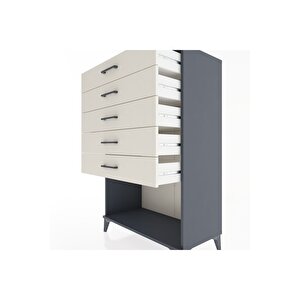 Hyperion Dolap 5 Çekmeceli 88x44x134 Antrasit-aytaşı
