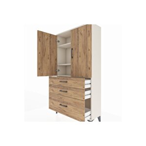 Arges Dolap 3 Raflı 3 Çekmeceli 2 Kapaklı 88x30x163 Aytaşı-çam