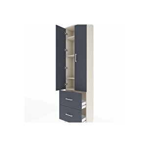 Arges Dolap 4 Raflı 2 Çekmeceli 2 Kapaklı 60x30x221 Aytaşı-antrasit