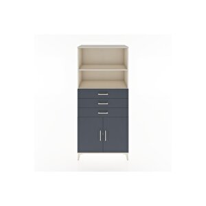 Hyperion Dolap 3 Raflı 3 Çekmeceli 2 Kapaklı 88x44x195 Aytaşı-antrasit