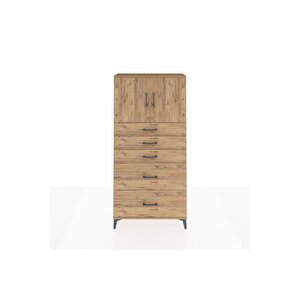 Arges Dolap 2 Raflı 5 Çekmeceli 2 Kapaklı 88x30x182 Çam-çam