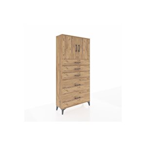 Arges Dolap 2 Raflı 5 Çekmeceli 2 Kapaklı 88x30x182 Çam-çam