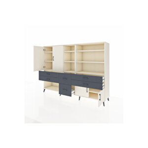 Hyperion Dolap 10 Raflı 6 Çekmeceli 4 Kapaklı 220x44x163 Aytaşı-aytaşı/antrasit