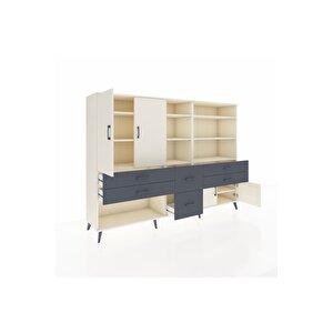 Hyperion Dolap 10 Raflı 6 Çekmeceli 4 Kapaklı 220x44x163 Aytaşı-aytaşı/antrasit