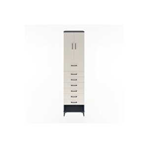 Hyperion Dolap 2 Raflı 7 Çekmeceli 2 Kapaklı 60x44x243 Antrasit-aytaşı