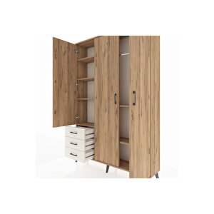 Arges Dolap 6 Raflı 3 Çekmeceli Tek Askılı 132x30x195 Çam-çam/aytaşı
